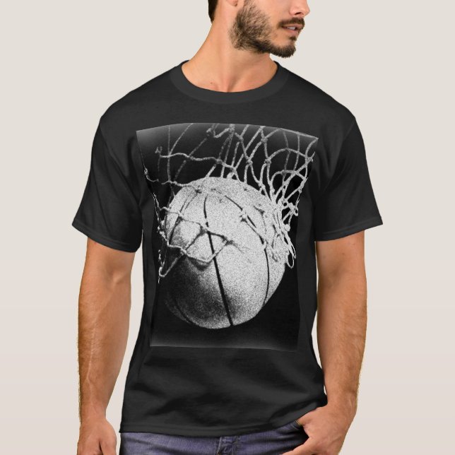 Black & White Basketball Art T-Shirt (Front)