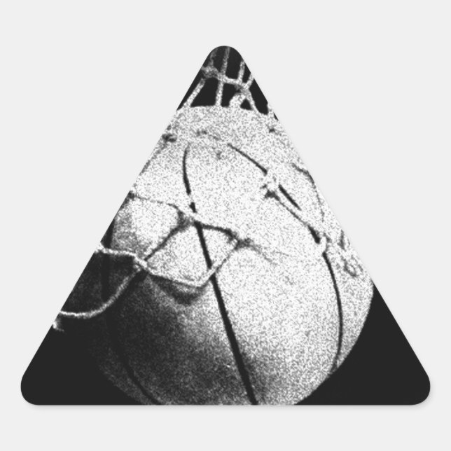 Black & White Basketball Art Triangle Sticker (Front)