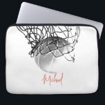 Black & White Basketball Ball & Net Your Name Laptop Sleeve<br><div class="desc">I Love This Game. Popular Sports - Black & White Basketball Game Ball Image.</div>