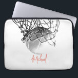 Black & White Basketball Ball & Net Your Name Laptop Sleeve<br><div class="desc">I Love This Game. Popular Sports - Black & White Basketball Game Ball Image.</div>