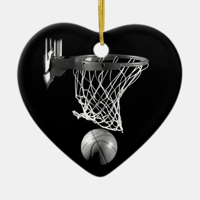 Black & White Basketball Ceramic Ornament (Front)
