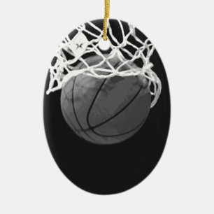 Black & White Basketball Ceramic Ornament