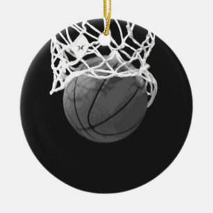 Black & White Basketball Ceramic Ornament