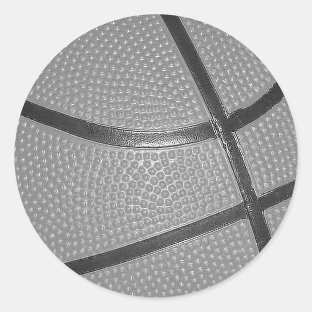 Black & White Basketball Classic Round Sticker (Front)
