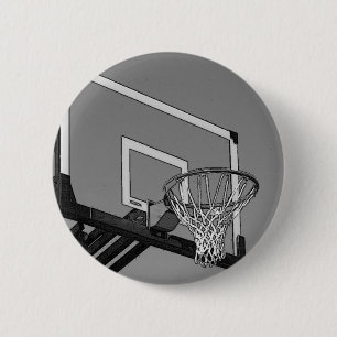 Black & White Basketball Hoop 2 Inch Round Button