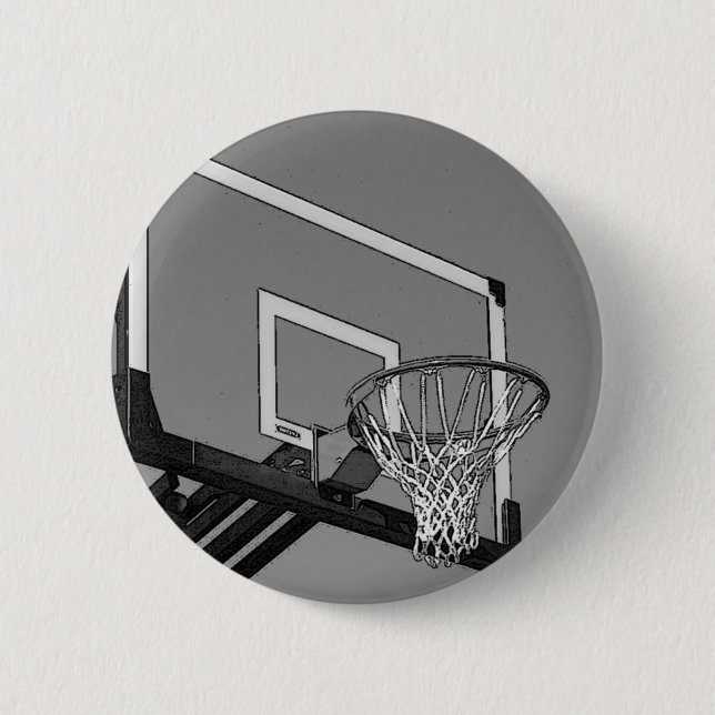 Black & White Basketball Hoop 2 Inch Round Button (Front)