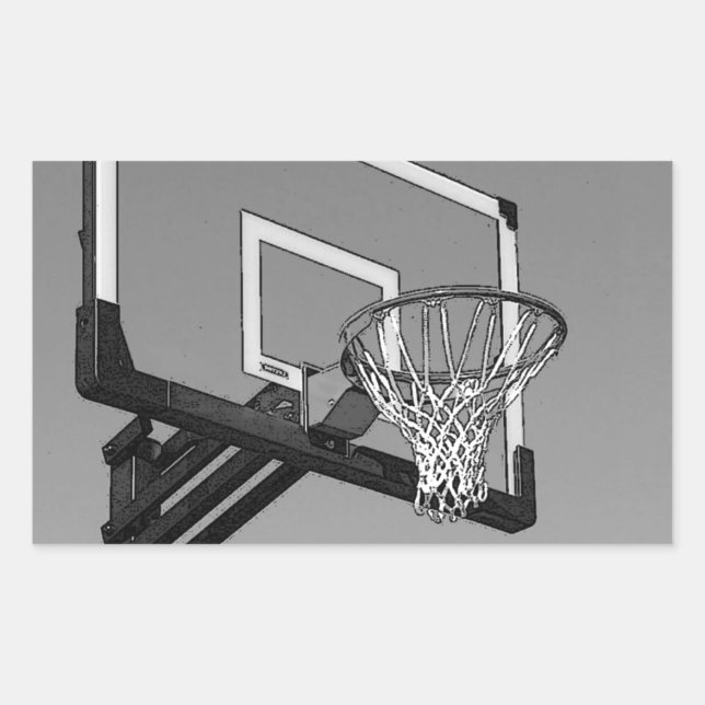 Black & White Basketball Hoop Sticker (Front)