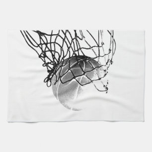 Black & White Basketball Kitchen Towel