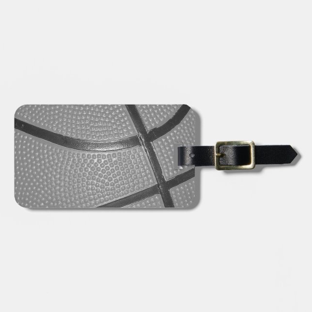 Black & White Basketball Luggage Tag (Front Horizontal)