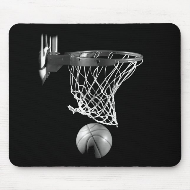 Black & White Basketball Mouse Pad (Front)