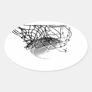 Black & White Basketball Oval Sticker