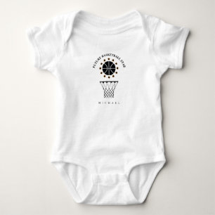 Black & White Basketball Sports Equipment Pattern Baby Bodysuit