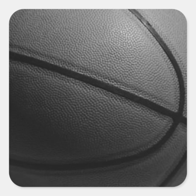 Black & White Basketball Square Sticker (Front)