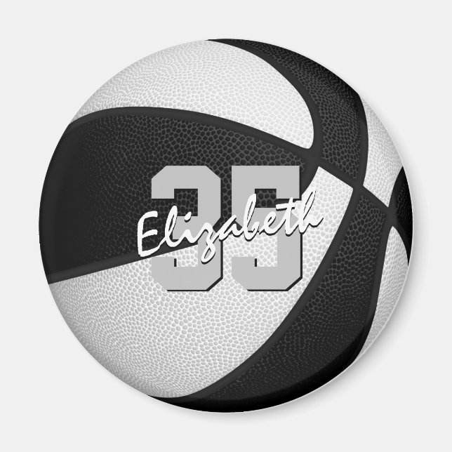 black white basketball team colours personalized magnet (Front)