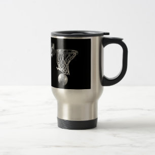 Black & White Basketball Travel Mug