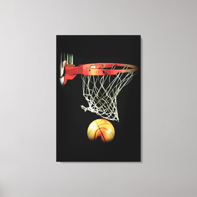 Black White Basketball Wrapped Canvas (Front)