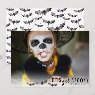 Black & White Bats Halloween Holiday Photo Invitation