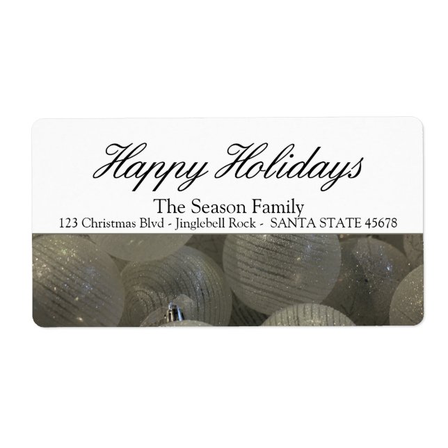 Black White baubles Happy Holidays (Front)