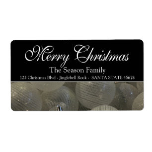 Black White baubles Merry Christmas