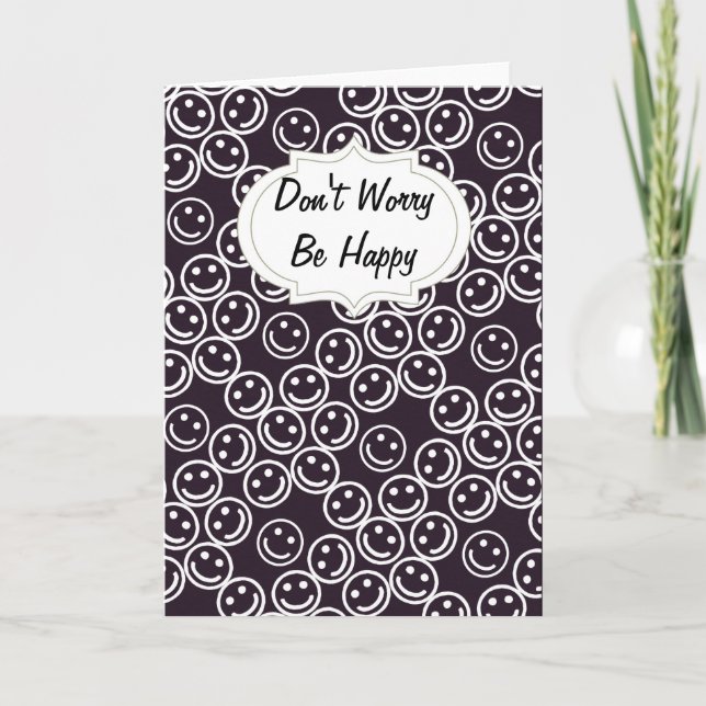 Black & White Be Happy Faces Card (Front)