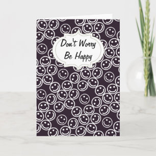 Black & White Be Happy Faces Card