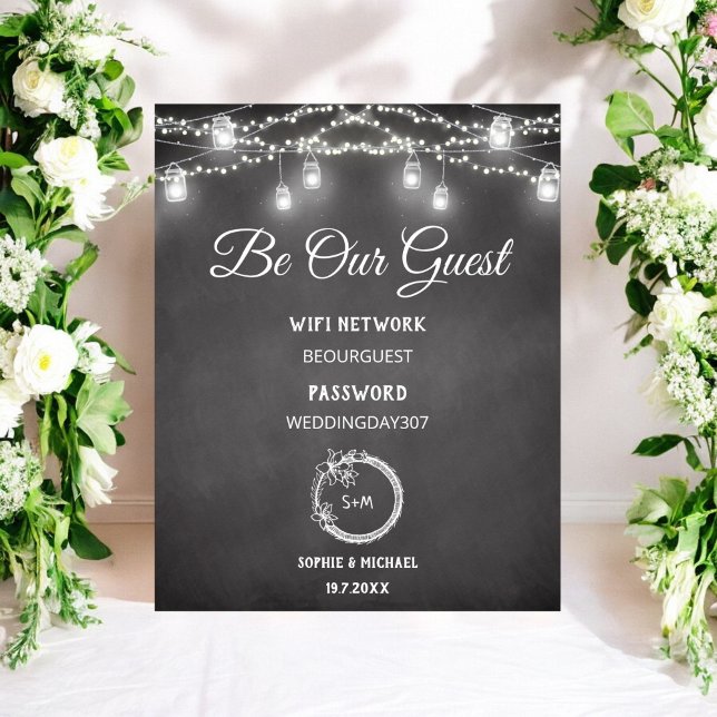 Black White Be Our Guest WiFi Wedding Sign (Creator Uploaded)