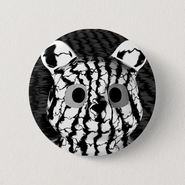 Black White Bear 2 Inch Round Button (Front)