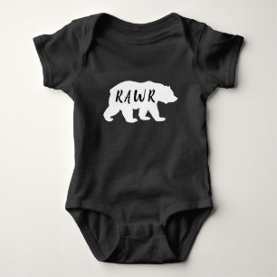 Black & White Bear Silhouette Rawr Baby Bodysuit