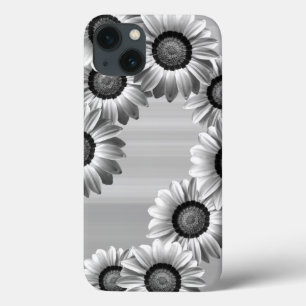 Black & white beautiful flowers iPhone 13 case