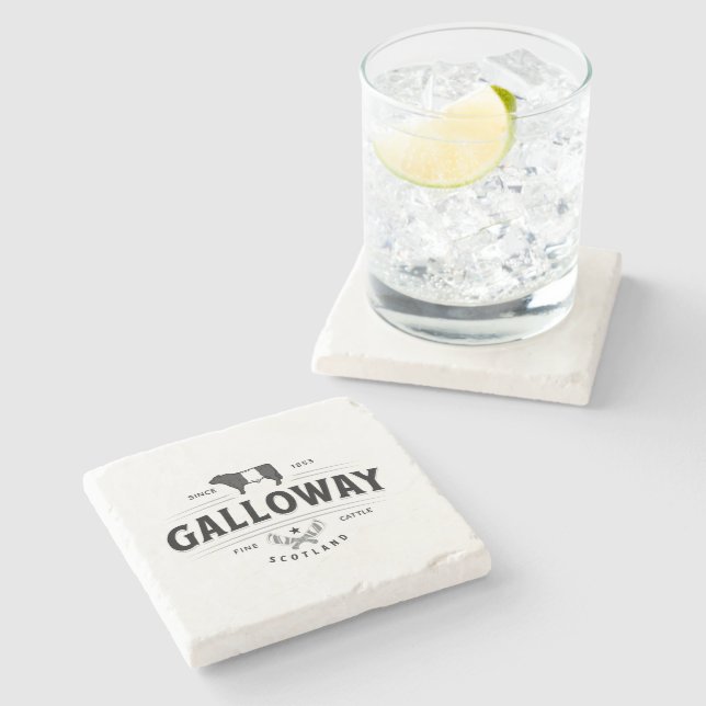 Black White Belted Galloway Beltie Cows Bull Logo  Stone Coaster (Side)