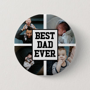 Black White Best Dad Ever Custom Photo Picture 2 Inch Round Button