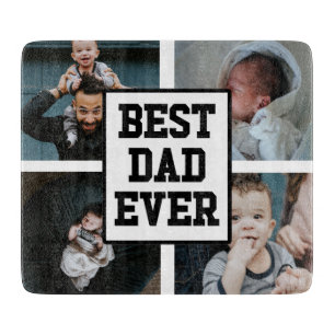 Black White Best Dad Ever Custom Photo Picture Cutting Board