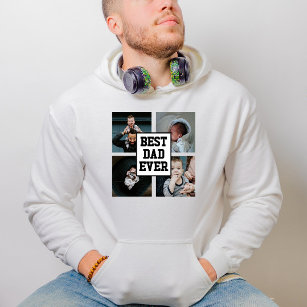 Black White Best Dad Ever Custom Photo Picture Hoodie