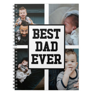 Black White Best Dad Ever Custom Photo Picture Notebook