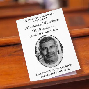 Black & White Bi-fold Custom Photo Funeral Program Flyer