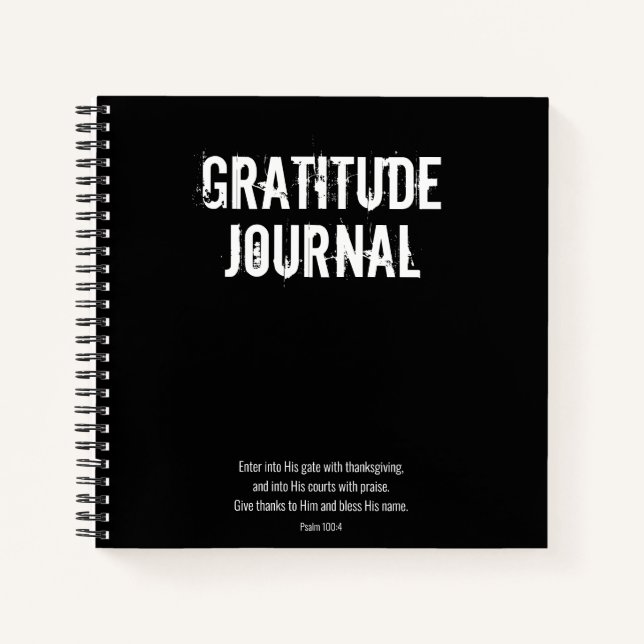 Black White Bible Verset Psalm Gratitude Journal (Devant)