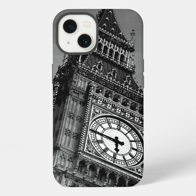Black & White Big Ben Clock Tower iPhone Case (Back)