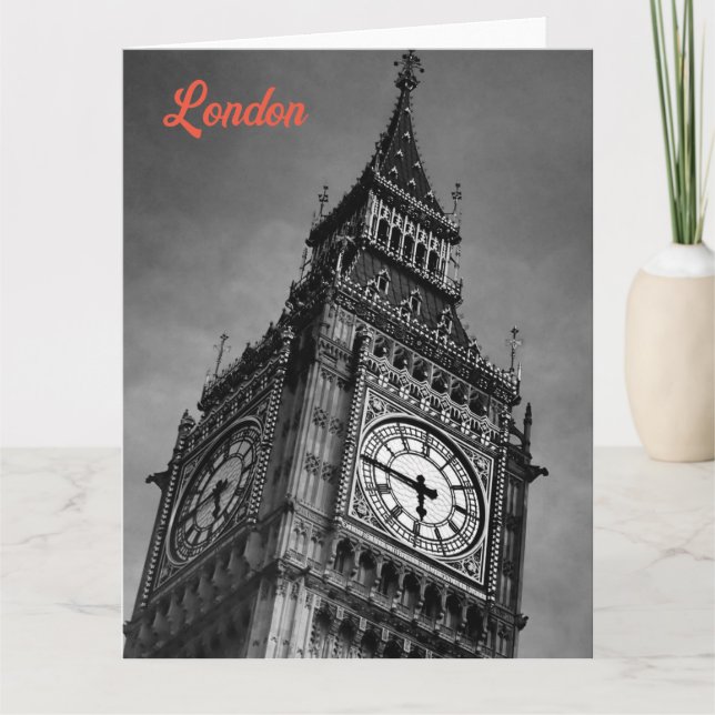 Black & White Big Ben Europe Travel Art Photograph Card (Front)