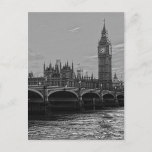 Black White Big Ben Tower Palace of Westminster Postcard