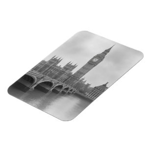 Black & White Big Ben - Vintage London Landmark  Magnet