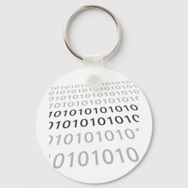 Black & White Binary 01 - GeekShirts Keychain (Front)