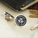 Black & White Biohazard Warning Pin<br><div class="desc">Biohazard - biohazard warning sign pin in black and white.</div>