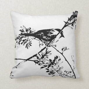 Black & White Bird Pillows. Throw Pillow