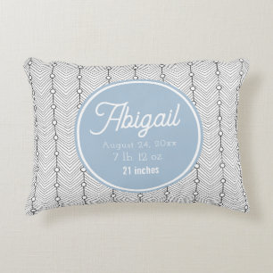 Black & White Birth Record Nursery Accent Pillow