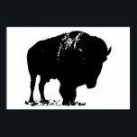 Black & White Bison Buffalo Silhouette Pop Art Poster<br><div class="desc">Iconic American West Historical Images - Buffalo Photography Artwork</div>