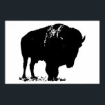 Black & White Bison Buffalo Silhouette Pop Art Poster<br><div class="desc">Iconic American West Historical Images - Buffalo Photography Artwork</div>