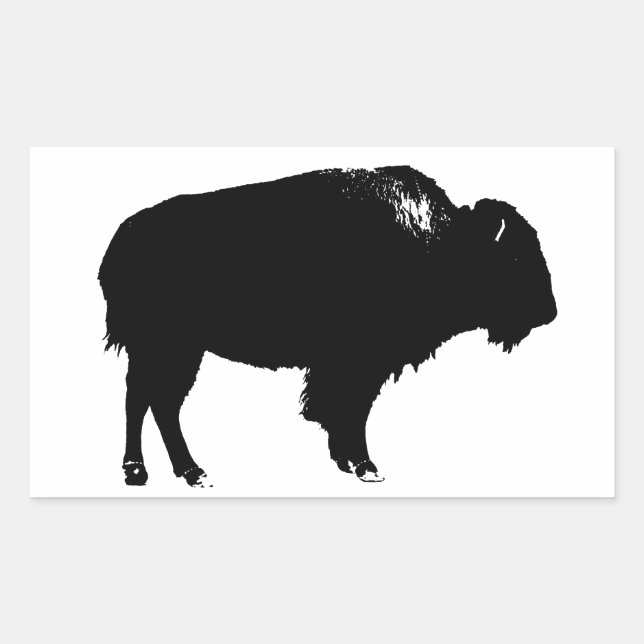 Black & White Bison Buffalo Silhouette Pop Art Sticker (Front)