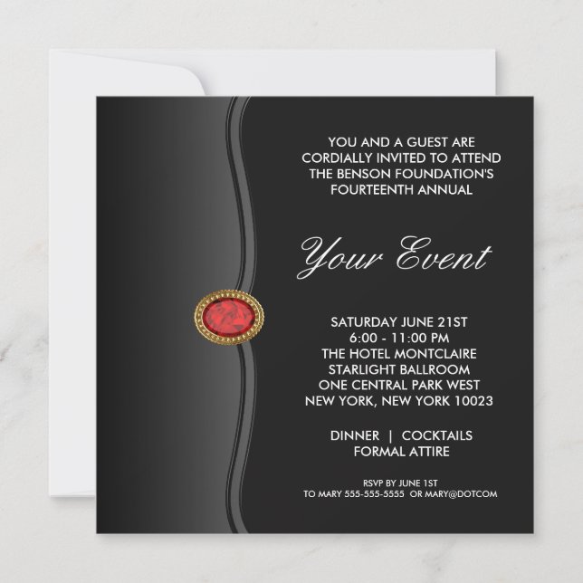 Black White Black Tie Corporate Party Event Invitation (Front)