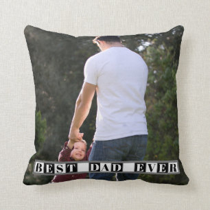 Black, white blocks Best Dad Ever photo Throw Pillow
