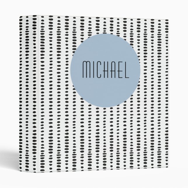 Black, White & Blue Abstract Pattern Ring Binder (Front/Spine)
